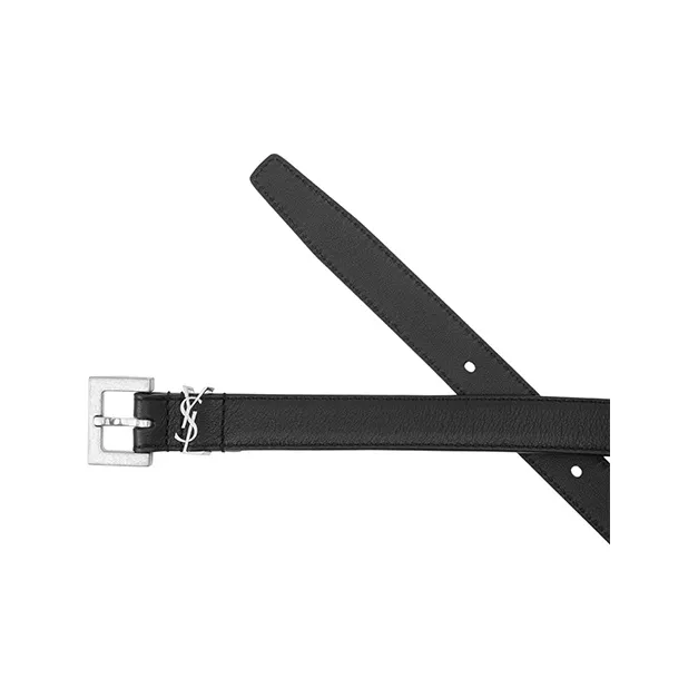 SAINT LAURENT Cassandre Thin Square Buckled Belt-3