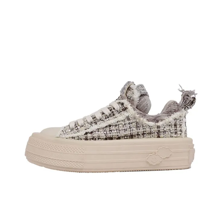 FORESHADOW 'Double Uni'1.0 Height Increasing Low Top Skateboard Shoes Women's Caramel Champagne-0
