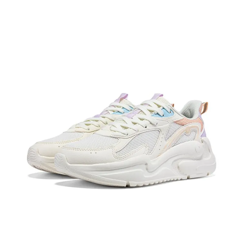 361° Cushioning Wear-Resistant Low-Top Casual Shoes Women's White Orange Purple-2