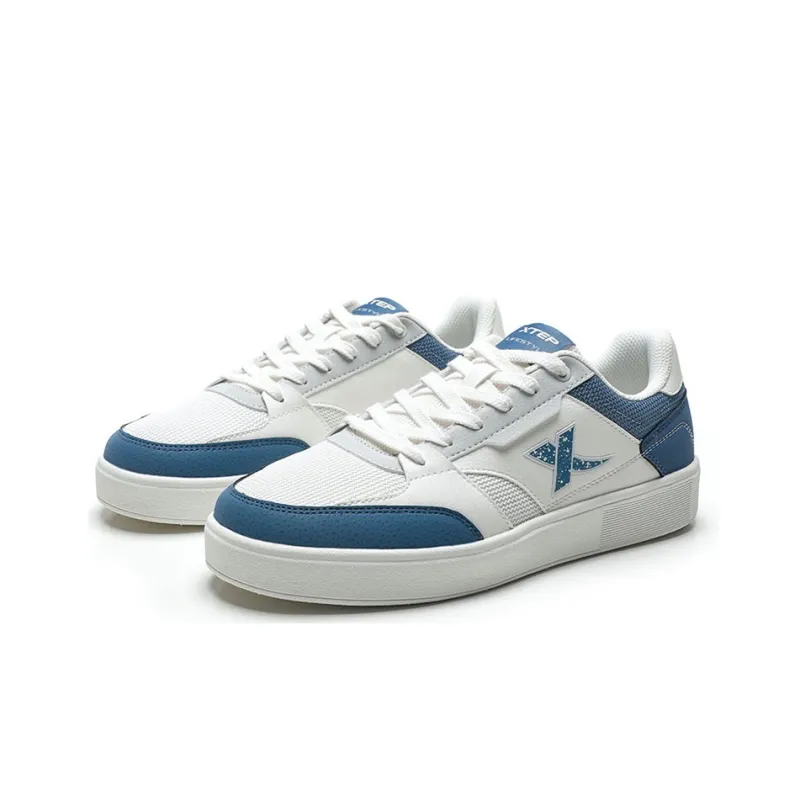 XTEP Skateboard Shoes Men Low Top Sail White/Vintage Blue/Gray Blue-2