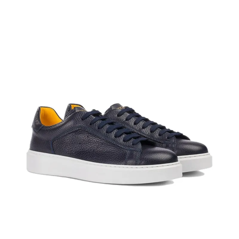 DOUCAL'S Logo Debossed Round Toe Sneakers-2