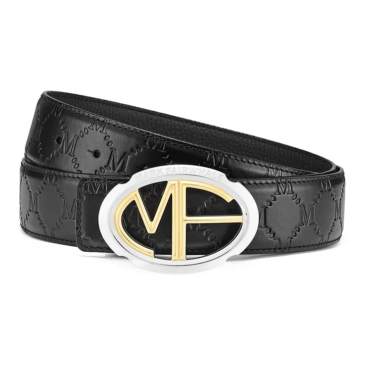 FAIRWHALE Brand New Arrival Logo M Pattern Plate Buckle Belt Top Grain Cow Leather Belt Men's Width 3.5CM-4