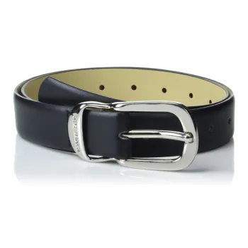 STEVE MADDEN Brand Letter Logo Pin Buckle Leather Belts Women's Black