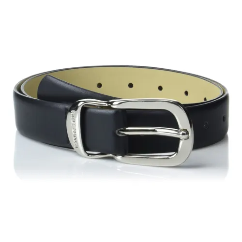 STEVE MADDEN Brand Letter Logo Pin Buckle Leather Belts Women's Black