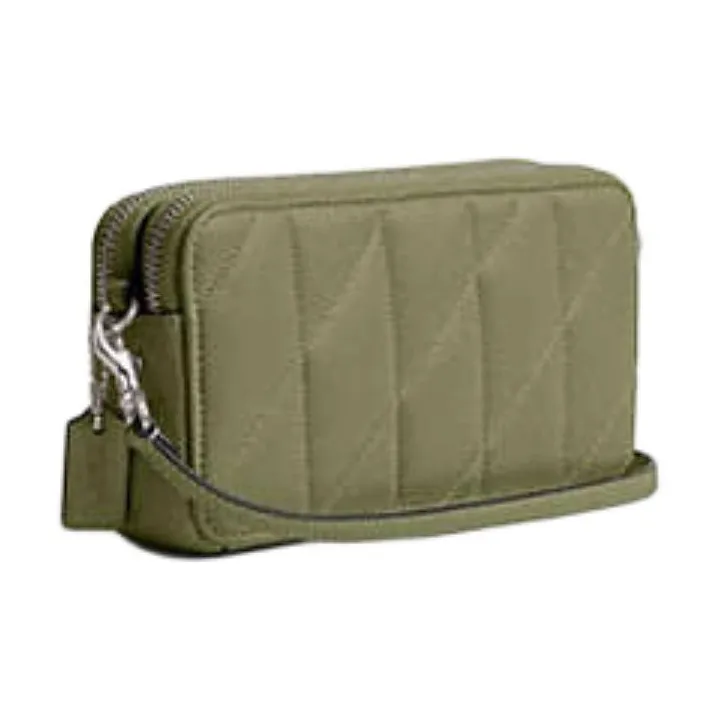 COACH Kira Leather Wrist Bag Clutch Trumpets Women's Moss Green-1