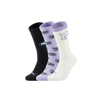 PUMA 3P APAC Mid Calf Socks Unisex 3 Pack Light Purple+White+Black
