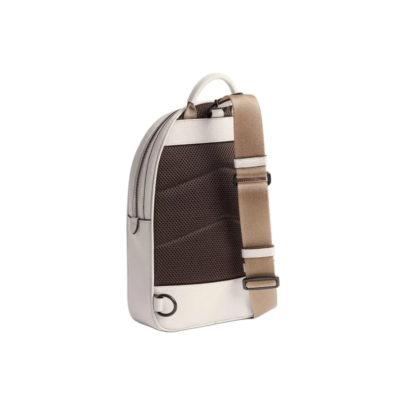 COACH Charter Soft Polished Pebbled Leather Shoulder Bag, Crossbody Bag Trumpets Men's Chalk White-1