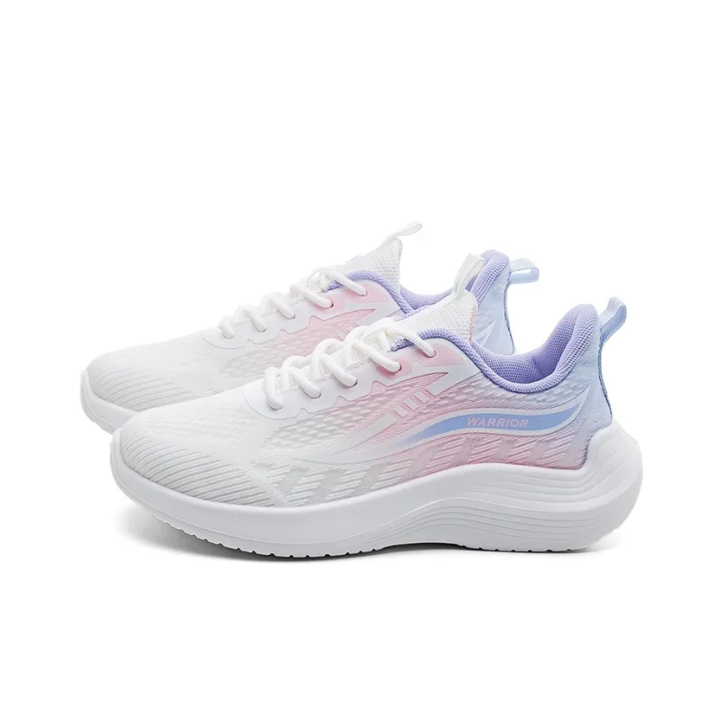 Warrior Cushioning Anti-Slip And Wear-Resistant Height Increasing Low-Top Running Shoes Women's Gradient Pink Purple-1