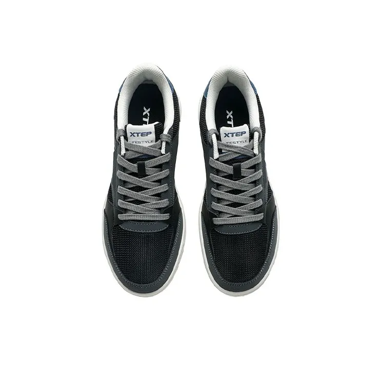 XTEP Skateboard Shoes Men Low Top Charcoal Gray/Black/Gray Navy Blue-3