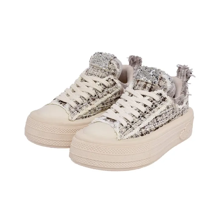 FORESHADOW 'Double Uni'1.0 Height Increasing Low Top Skateboard Shoes Women's Caramel Champagne-4