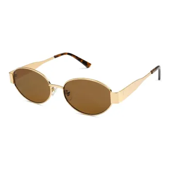 SAINT LAURENT Oval Sunglasses Women's Gold