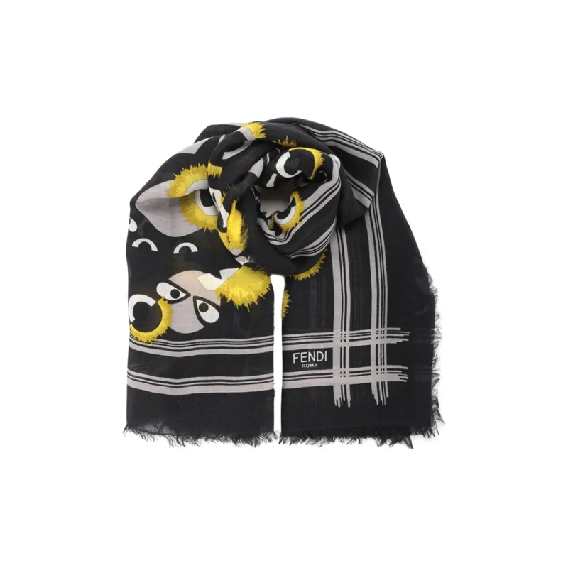 FENDI Silk Scarves Women's Black-0