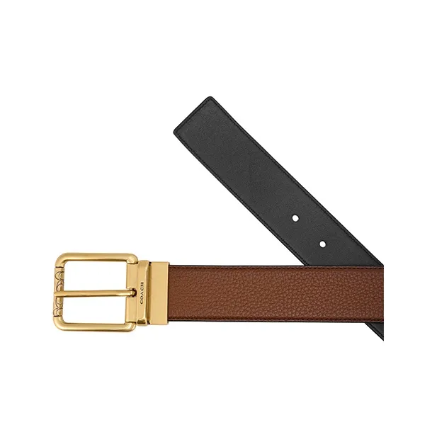 COACH Cow Leather Belt Men's Brown Width 3.5cm-3