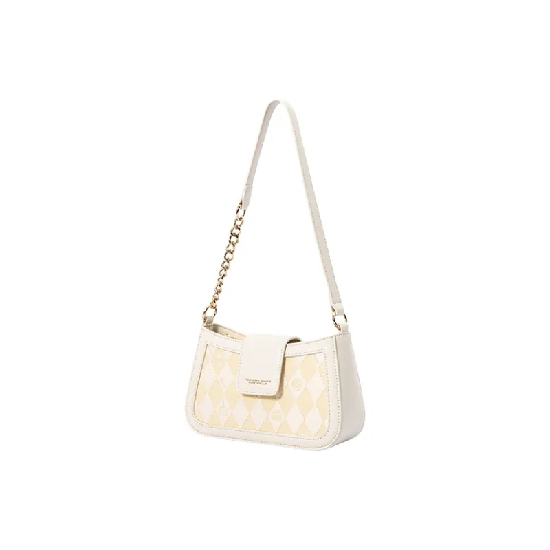SEM/R PU Shoulder Bag Small Size Women's Black/Ecru/Pink-7