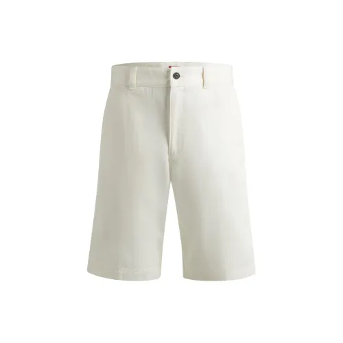HUGO BOSS SS24 Regular-Fit Shorts With Slim Leg And Buttoned Pockets Casual Shorts Men's White