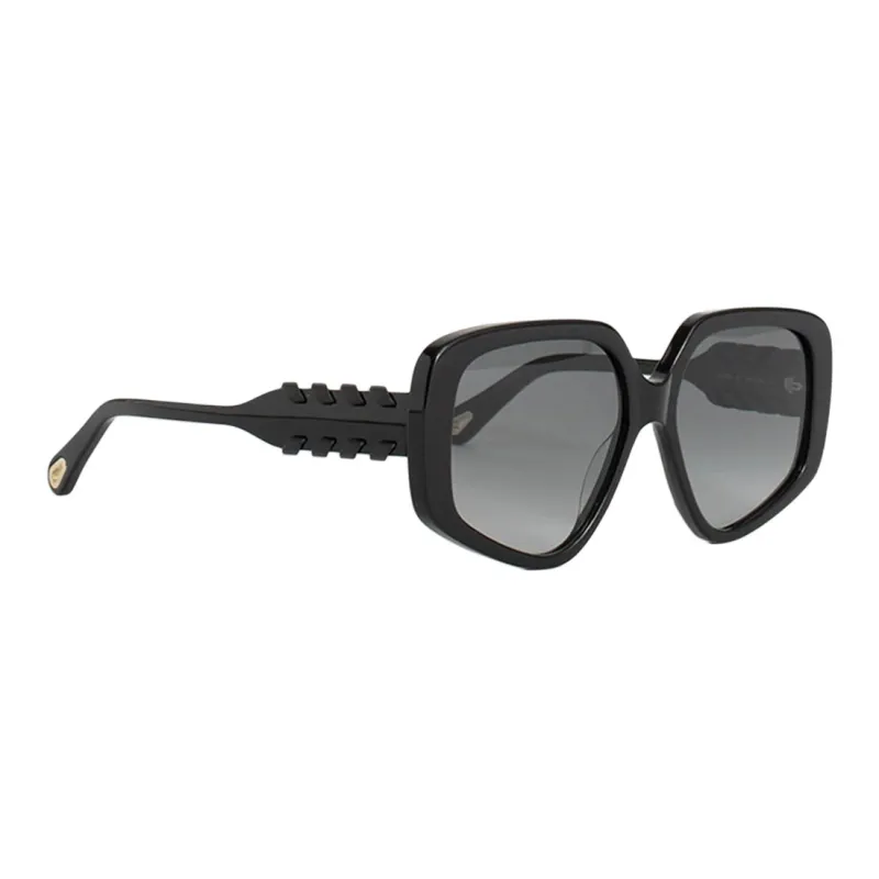 Chloe Acetate Irregular Shape Sunglasses Women's Black-0