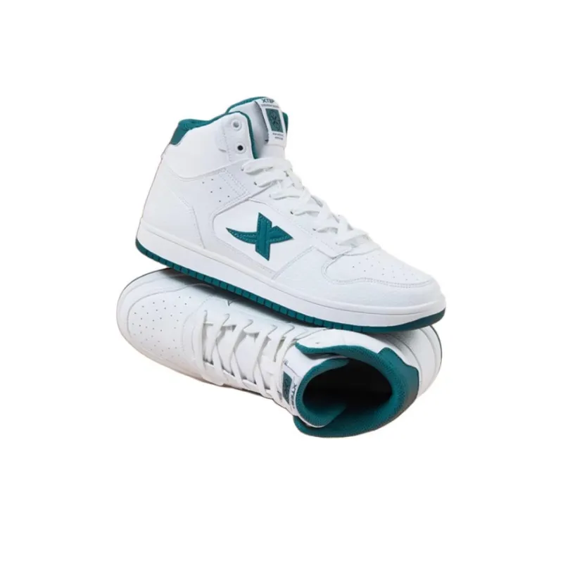 XTEP Cushioning, Wear Resistant High Top Skateboard Shoes Men's White Green-1