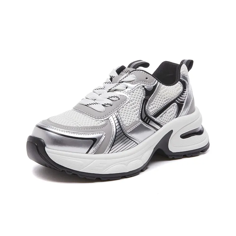 LINGPAO Breathable Height Increasing Low-Top Chunky Sneakers-1