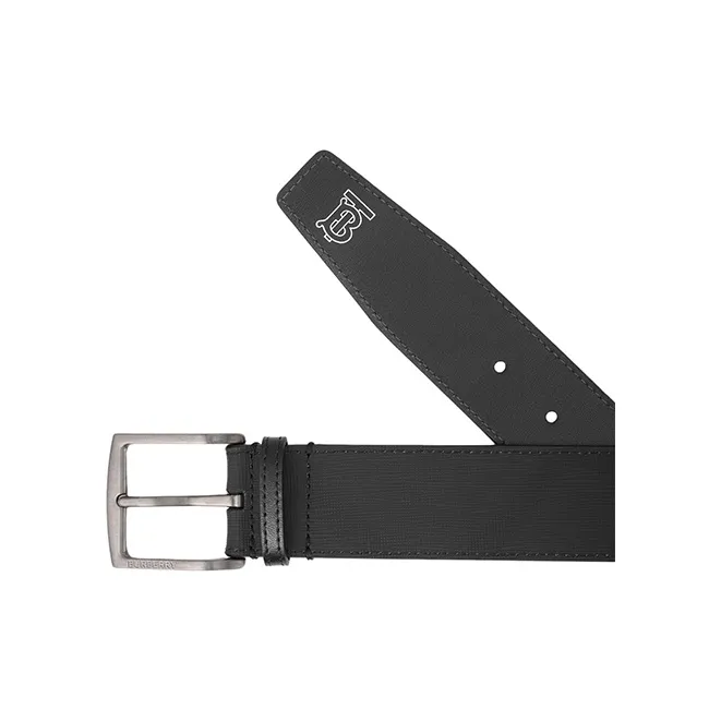 Burberry Classic Plaid With Leather Belts Men's Black Width  4cm-3
