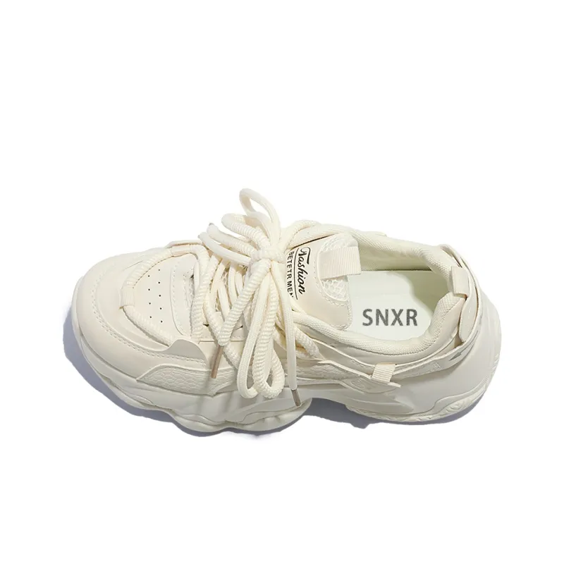 SNXR Anti-Slip Wear-Resistant Waterproof And Breathable Low-Top Chunky Sneakers Women's Beige-5