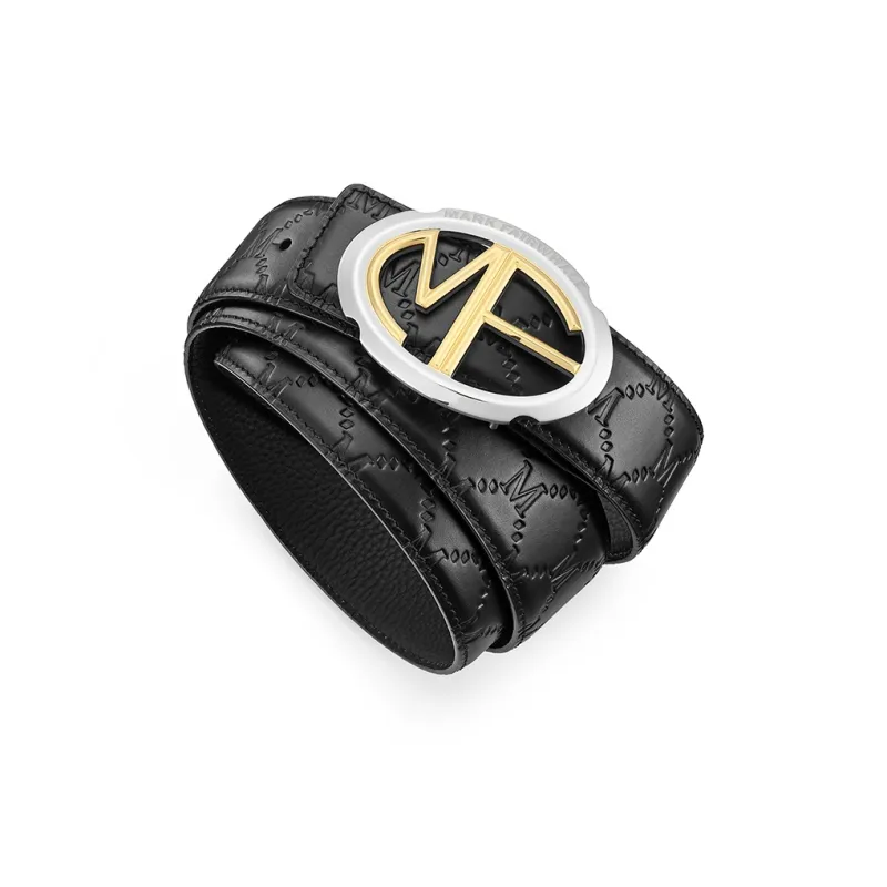 FAIRWHALE Brand New Arrival Logo M Pattern Plate Buckle Belt Top Grain Cow Leather Belt Men's Width 3.5CM-3