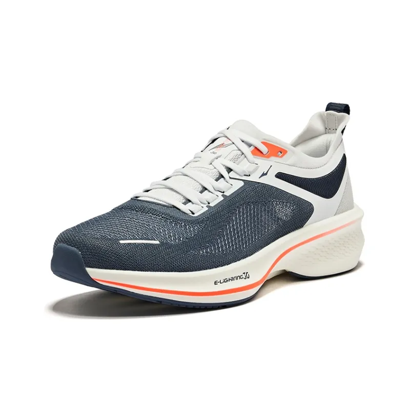 Erke Lightning 3.0 Summer Cushioning Rebound Low Top Running Shoes Men's Gray Ink Blue Elke White-2