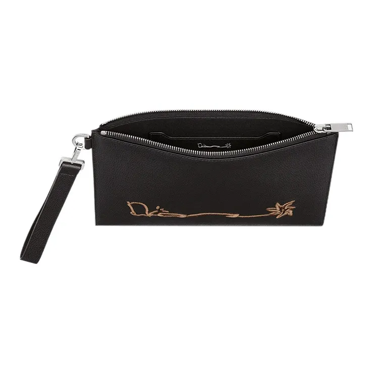 DIOR CACTUS JACK Collaboration Grained Calfskin Handbag Clutch Men's Black-1