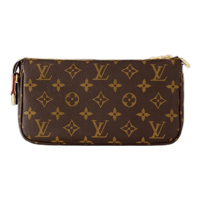 LOUIS VUITTON Coated Canvas Cow Leather Patchwork Trim Handbag Shoulder Bag Women's Brown-2