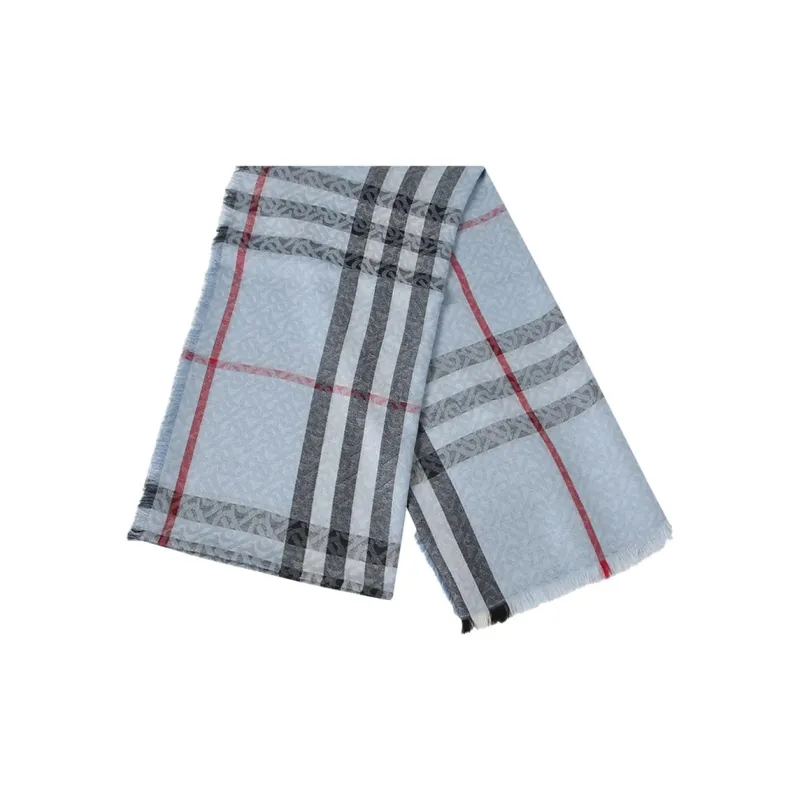 Burberry Checked Wool Silk Scarf-0