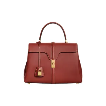CELINE 16 Cow Leather Crossbody One Shoulder Handbag Medium Size Women's Red