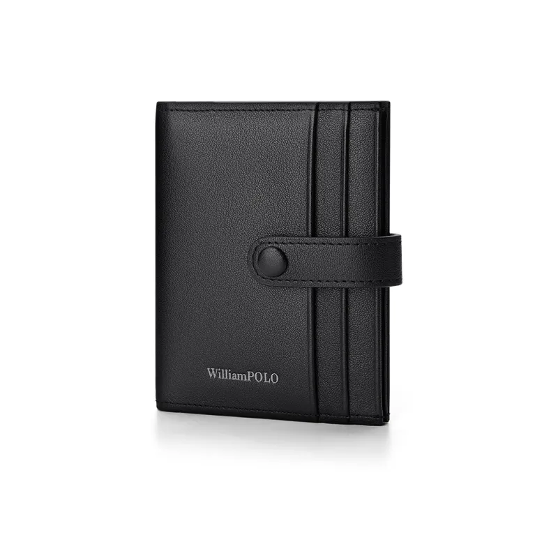 WilliamPOLO Top Grain Cow Leather Card Holder Individual Storage Bag Regular Men's Black-4