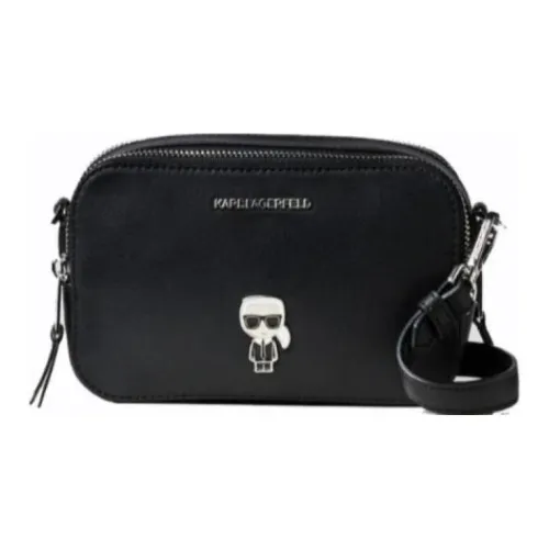 KARL LAGERFELD Leather Shoulder Bag, Crossbody Bag Women's Black