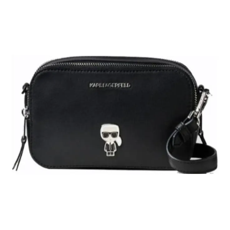 KARL LAGERFELD Leather Shoulder Bag, Crossbody Bag Women's Black-0
