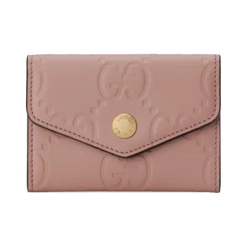 GUCCI Leather Card Holder Card Holder Women's Pink