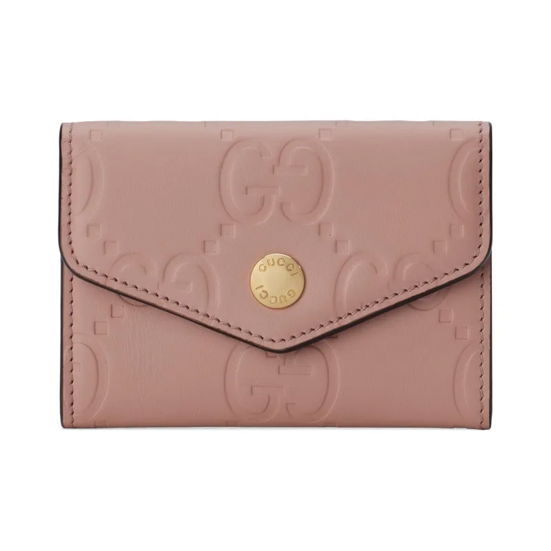 GUCCI Leather Card Holder Card Holder Women's Pink-0