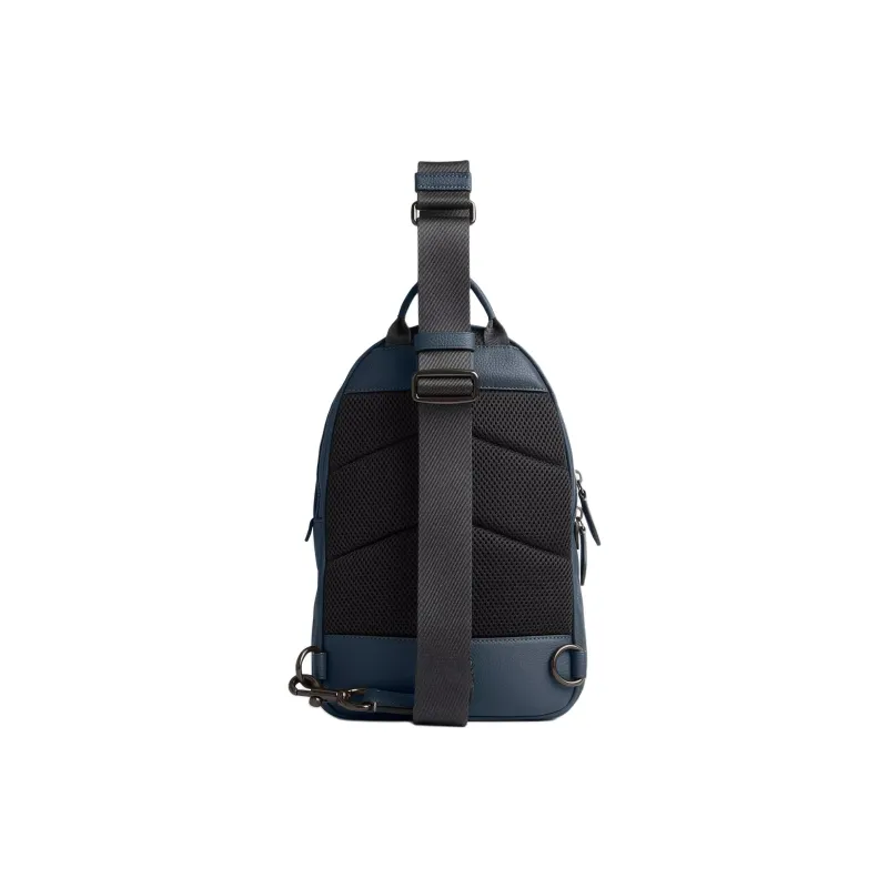 COACH Charter Soft Polished Pebbled Leather Crossbody Sling Bag Small Size Men's Dark Color Denim-3