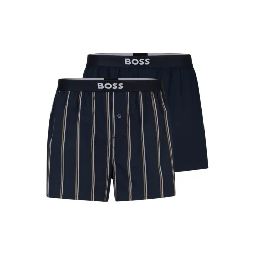 HUGO BOSS Two-Pack Of Cotton Pyjama Shorts With Logo Waistbands Underpants Men's 2 Pack