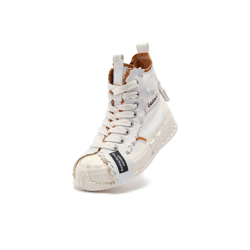 CHOUCHOUS Skateboard Shoes Unisex High Top White-5