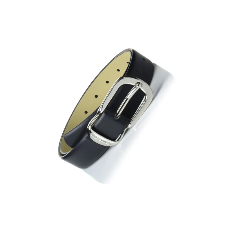 STEVE MADDEN Brand Letter Logo Pin Buckle Leather Belts Women's Black-1
