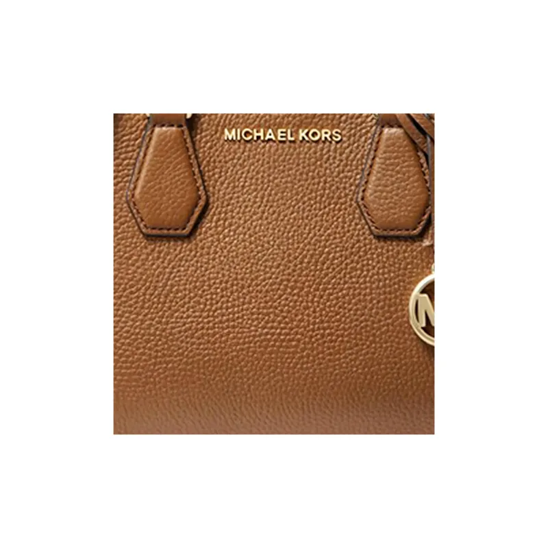 MICHAEL KORS MK Camille Cow Leather Litchi Grain Shoulder Bag, Crossbody Bag, Handbag Trumpets Women's Caramel Brown-4