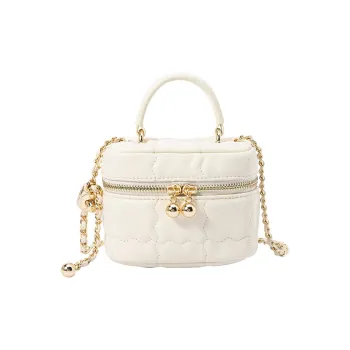 SEM/R Metal Chain Makeup Bag Box Bag Handbag Shoulder Bag Crossbody Bag Mini Women's Cream