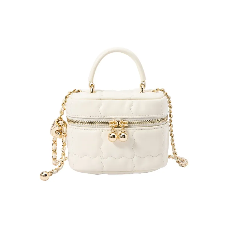 SEM/R Metal Chain Makeup Bag, Box Bag, Handbag, Shoulder Bag, Crossbody Bag Mini Women's Cream Series-0