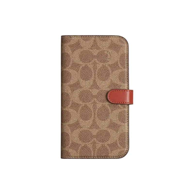 COACH Folio Coated Canvas Phone 15 Pro Max Protective Case And Merch Cell Phone Pouch Mini Women's Light Umber-0