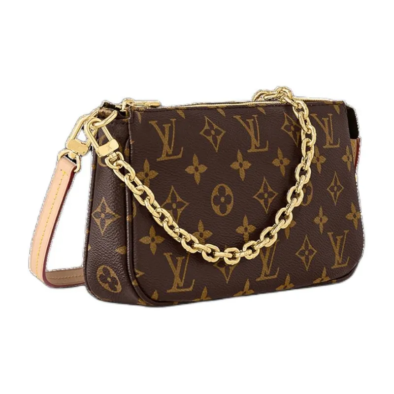 LOUIS VUITTON Coated Canvas Cow Leather Patchwork Trim Handbag Shoulder Bag Women's Brown-1