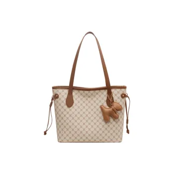 JANE KLAIN Synthetic Leather Shoulder Bag Large Size Women's Ecru/Khaki/Coffee