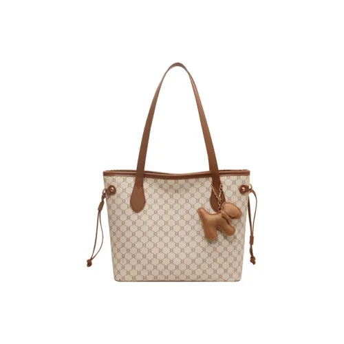 JANE KLAIN Synthetic Leather Shoulder Bag Large Size Women's Ecru/Khaki/Coffee