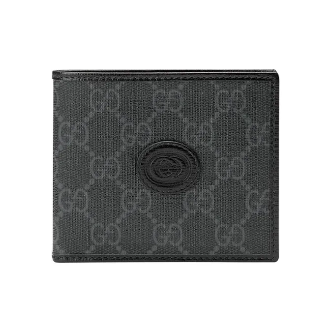 GUCCI Canvas With Leather Wallet Men's Black Gray-0