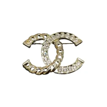 CHANEL Metal Faux Diamond Brooches Women's Gold