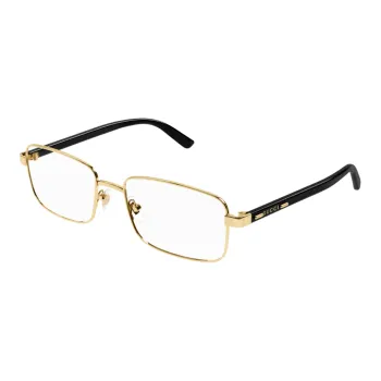 GUCCI Metal Rectangular Eyeglass Frames Men's Gold