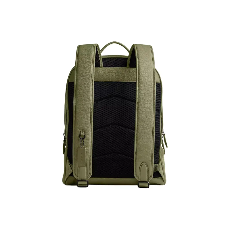 COACH Leather Backpack Tubas Men's Moss Green-2